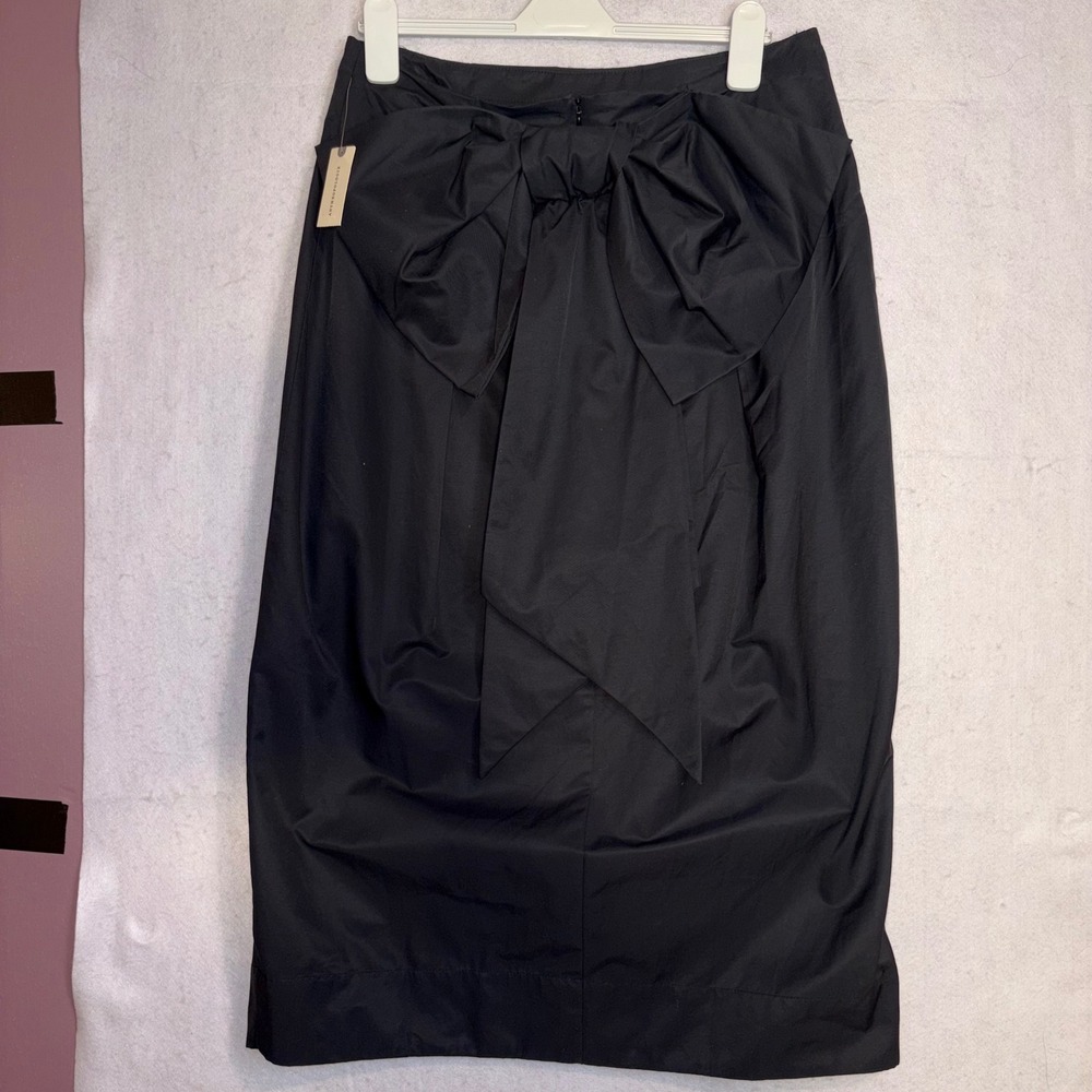 Maeve Anthropologie Black Oversized Bow structured pencil Midi Skirt Size 14 NWT - Picture 4 of 11